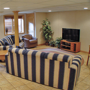 A Finished Basement Living Room Area in Elma, WA