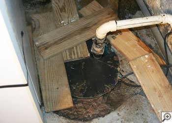 An ugly, clogged sump pump system in Aberdeen, Washington