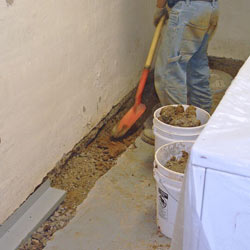 Digging a trench for a French Drain system in Olympia