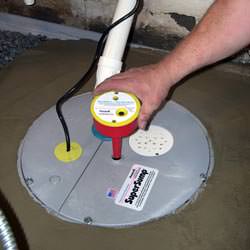 A newly installed sump pump system in a basement in Port Ludlow